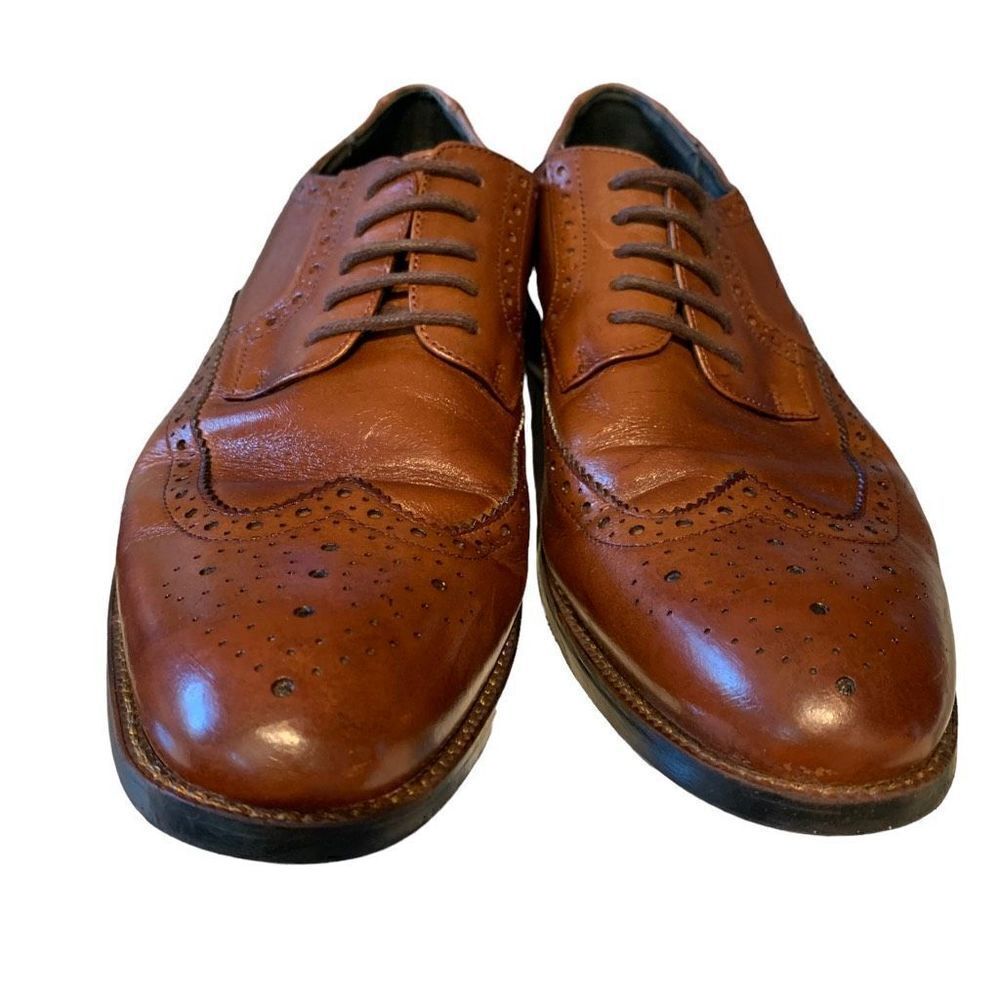 Stacy Adams Men 24916-221 Garrison Wingtip Oxfords Leather Dress Shoe Cognac 9M‎